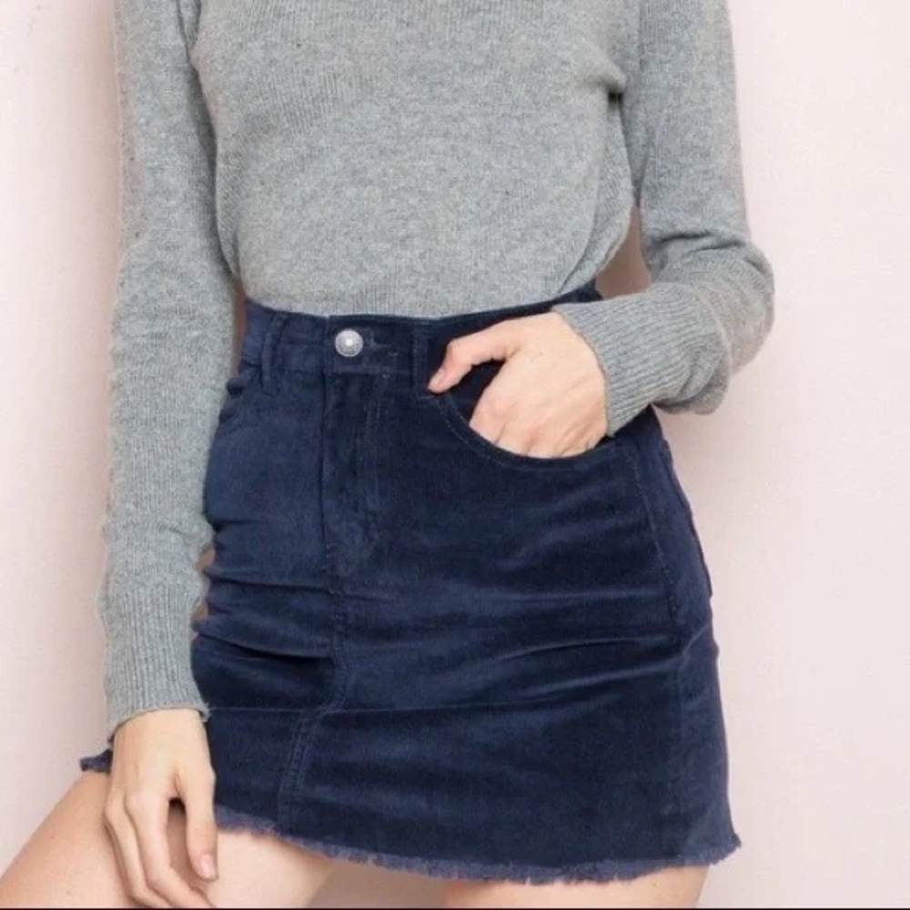 Brandy Melville Navy Blue Corduroy Skirt